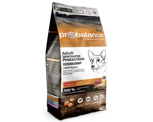 Корм ПроБаланс для взрослых собак с говядиной 15 кг (ProBalance Immuno Adult Beef)